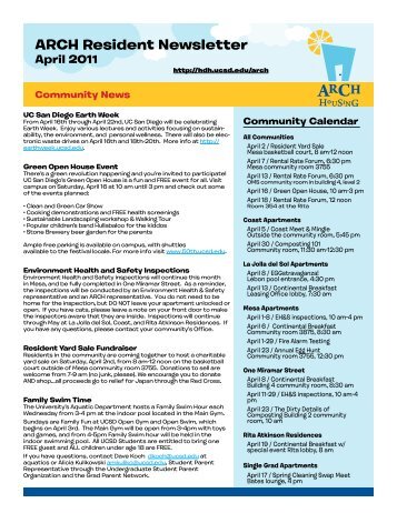 ARCH Resident Newsletter - UC San Diego Housing • Dining ...