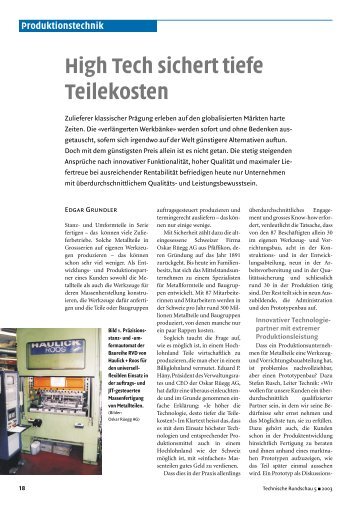 Produktionstechnik - HCH. REIMMANN AG, Werkzeugmaschinen