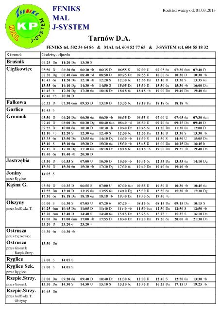 FENIKS MAL J-SYSTEM Tarnów D.A.