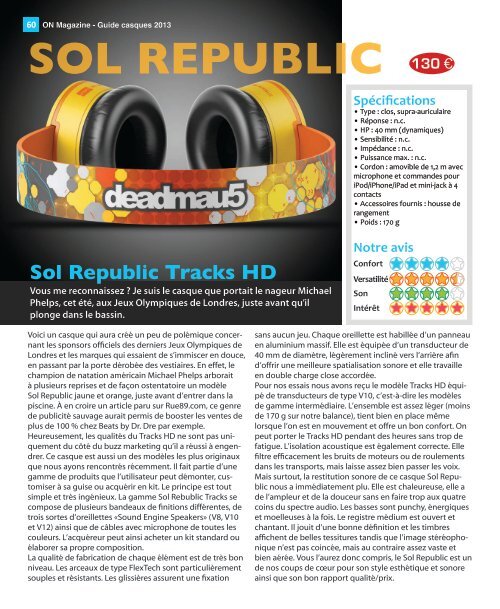 ON Magazine - Guide casques audiophiles 2013