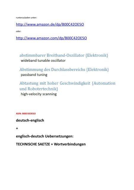Neuveroeffentlichung April 2013 deutsch-englisch Uebersetzungen Texte-Technik und Wortverbindungen
