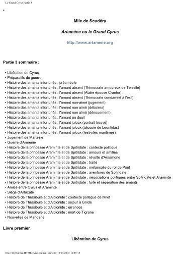 Le Grand Cyrus, partie 3 (format Acrobat PDF - Artamène ou le ...