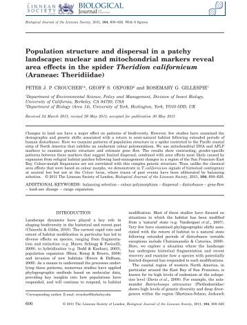 Population structure and dispersal in a patchy landscape: nuclear ...