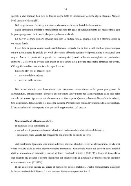 costruzione di uno specchio astronomico teoria e pratica