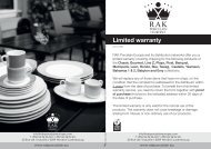 Limited warranty - Rak Porcelain Europe