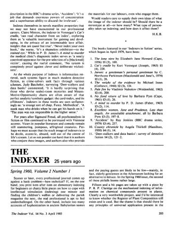 203 - The Indexer: The International Journal of Indexing