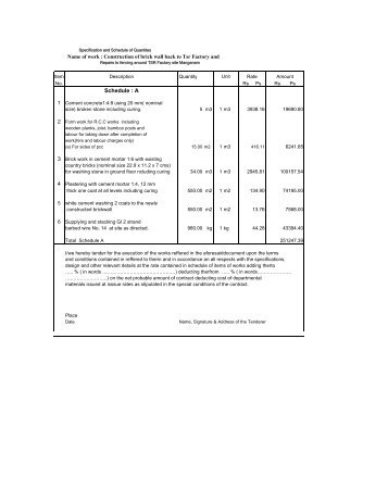 to download Tender Schedule- Brick wall - Rubber Board