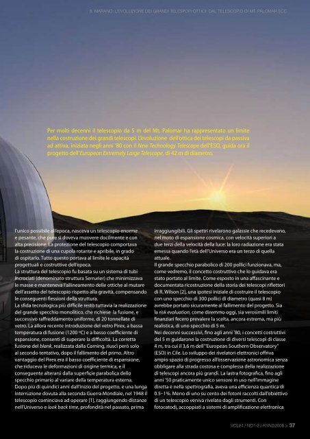 L'evoluzione dei grandi telescopi ottici: dal telescopio