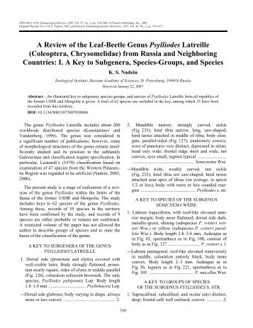 A Review of the Leaf-Beetle Genus Psylliodes Latreille (Coleoptera ...