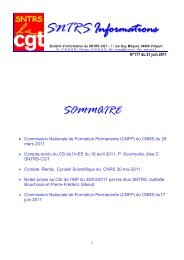 SNTRS Informations - site des syndicats du CNRS sur Villejuif - CNRS