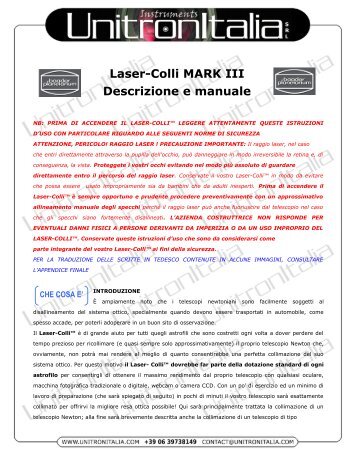 Laser-Colli MARK III Descrizione e manuale - Unitron Italia
