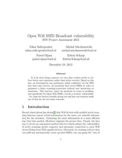 Open Wifi SSID Broadcast vulnerability