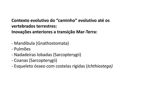 Sarcopterygii. Origem e diversificação de Tetrapoda - UniFOA