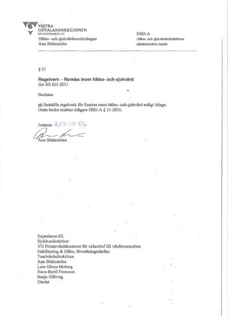Remissregler VGR - Västra Götalandsregionen
