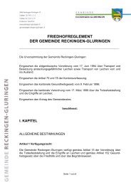 FRIEDHOFREGLEMENT DER GEMEINDE RECKINGEN-GLURINGEN