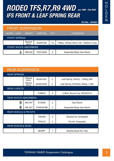 Page 1 - Suspension Catalogue cover - Terrain Tamer