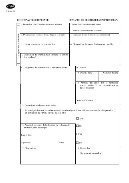 Cerfa 10073*01 Cerfa 10073*01