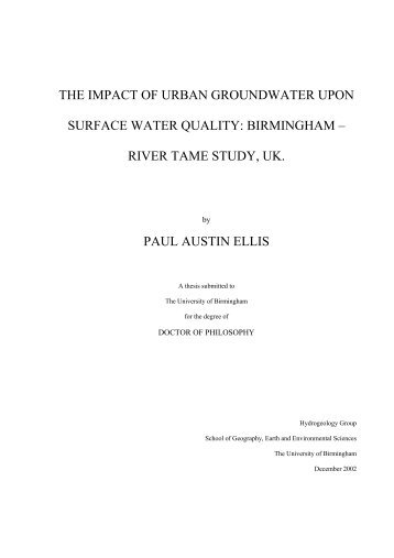 The impact of urban groundwater upon surface water - eTheses ...