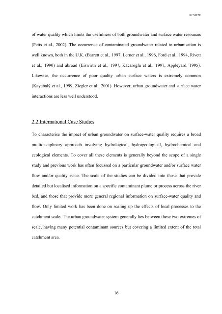 The impact of urban groundwater upon surface water - eTheses ...