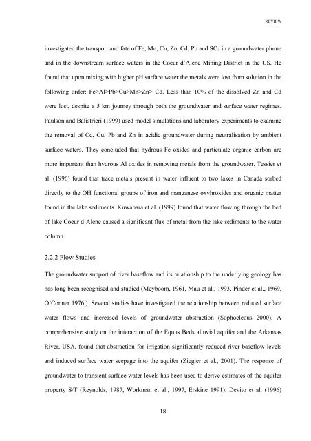 The impact of urban groundwater upon surface water - eTheses ...