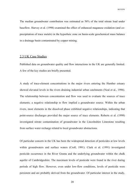 The impact of urban groundwater upon surface water - eTheses ...