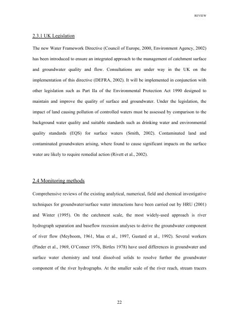 The impact of urban groundwater upon surface water - eTheses ...