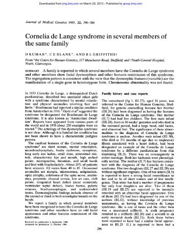 Cornelia de Lange syndrome in several members of the same family