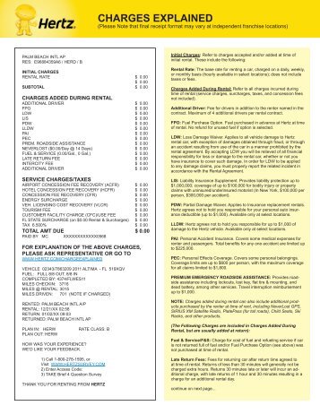 CHARGES EXPLAINED ....continued - Hertz