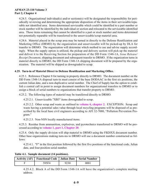 receipt and turn-in procedures - Air Force Link