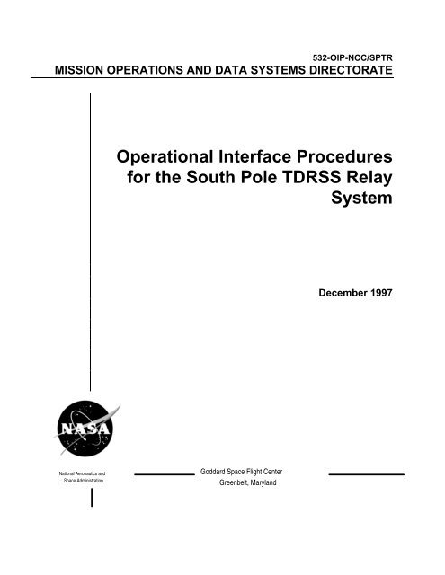 Operational Interface Procedures for the South Pole TDRSS Relay ...