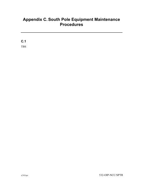 Operational Interface Procedures for the South Pole TDRSS Relay ...