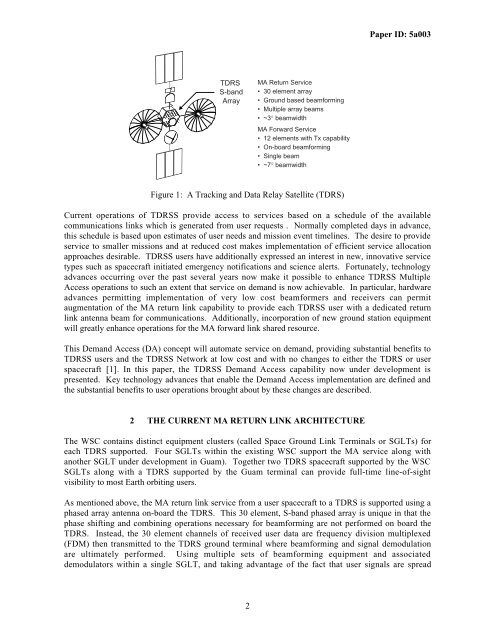 TDRSS Demand Access Service: Application of Advanced Technology