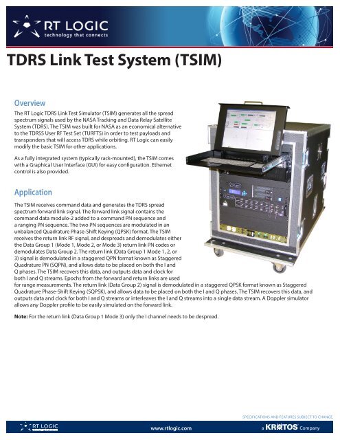 TDRS Link Test System (TSIM) - RT Logic