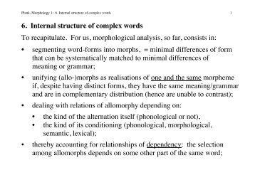 6. Internal structure of complex words To recapitulate. For us ...