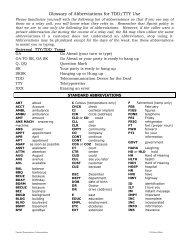 Glossary of Abbreviations for TDD/TTY Use - NZ Relay