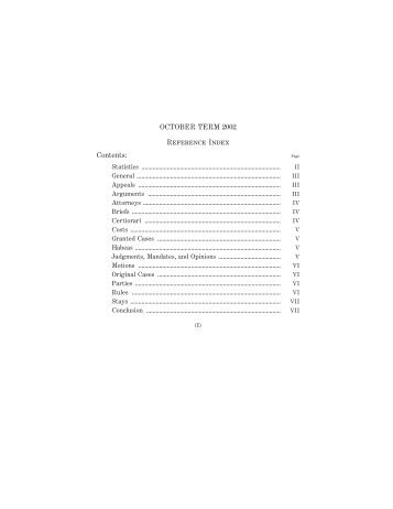 OCTOBER TERM 2002 Reference Index Contents: - Supreme Court ...