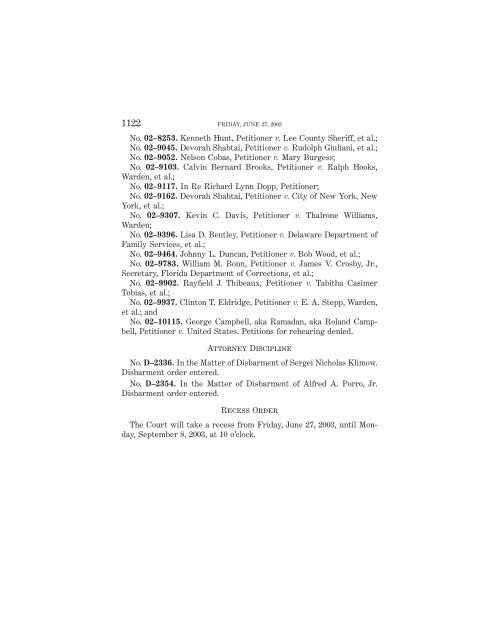 OCTOBER TERM 2002 Reference Index Contents: - Supreme Court ...