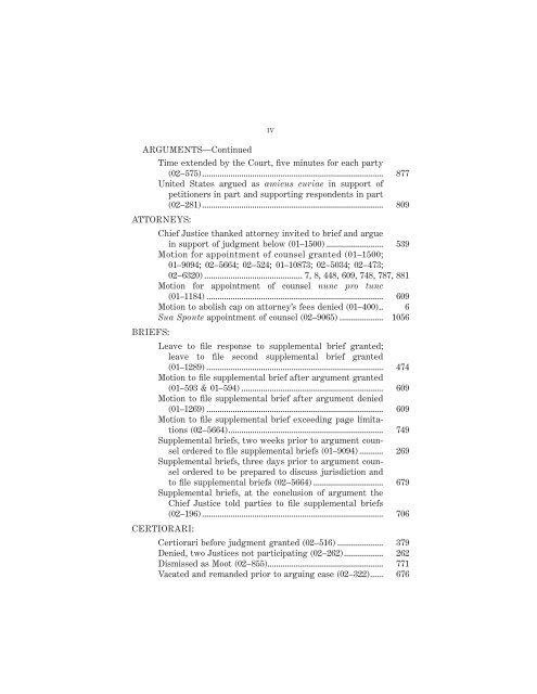 OCTOBER TERM 2002 Reference Index Contents: - Supreme Court ...