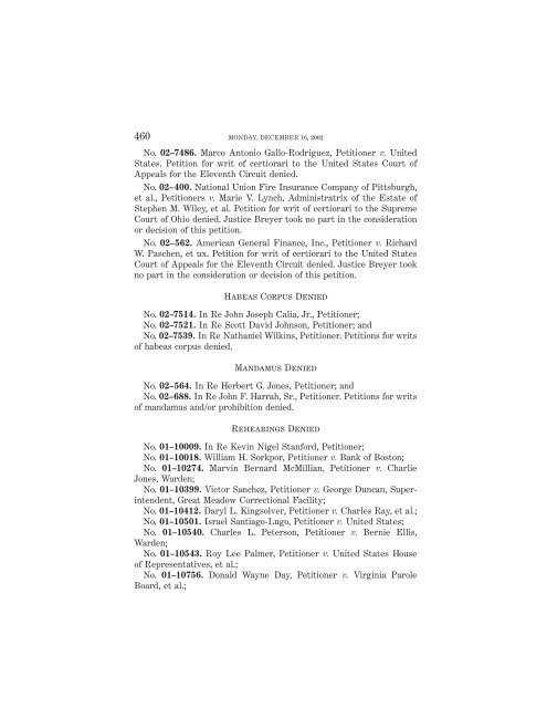 OCTOBER TERM 2002 Reference Index Contents: - Supreme Court ...