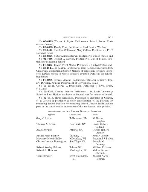 OCTOBER TERM 2002 Reference Index Contents: - Supreme Court ...