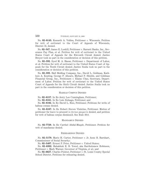 OCTOBER TERM 2002 Reference Index Contents: - Supreme Court ...