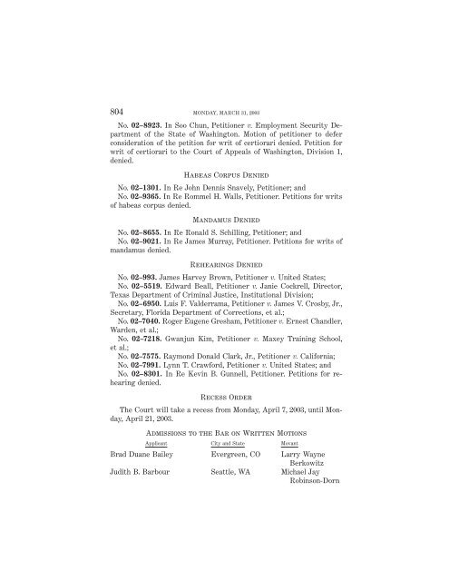 OCTOBER TERM 2002 Reference Index Contents: - Supreme Court ...