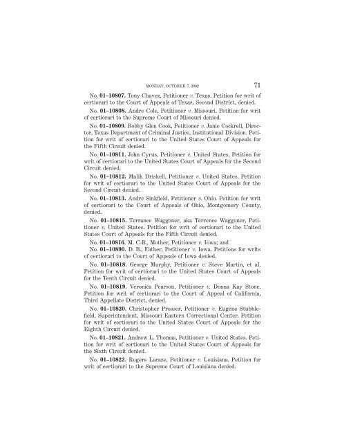 OCTOBER TERM 2002 Reference Index Contents: - Supreme Court ...