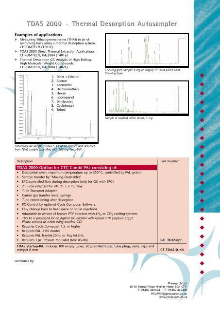 TDAS 2000 Thermal Desorption Autosampler - Presearch