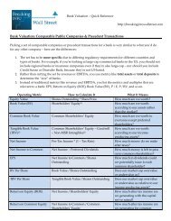 Bank Valuation: Comparable Public Companies & Precedent ...