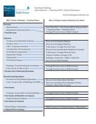 Real Estate Modeling Quick Reference – Projecting a REIT's ...