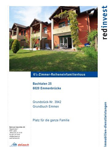 6½-Zimmer-Reiheneinfamilienhaus Bachtalen 25 6020 Emmenbrücke