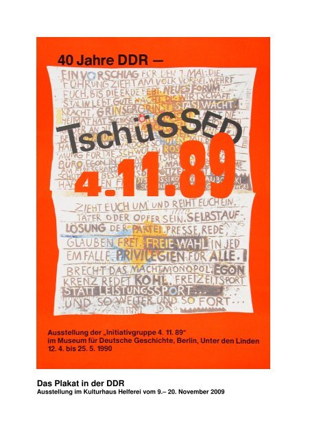 Das Plakat in der DDR - Kulturhaus Helferei