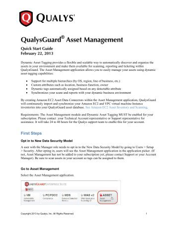 Quick Start Guide - QualysGuard Portal - Qualys, Inc.