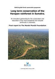 Long term conservation of the Harapan rainforest in Sumatra.